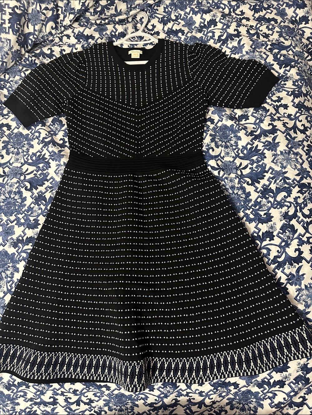 Shoshanna Black and White Knit Midi Dress